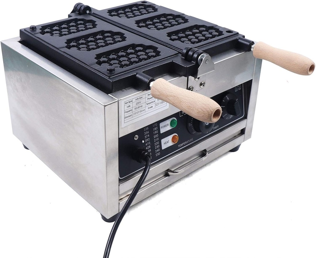 Waffle Iron Commercial Belgian Waffle Maker, 1500W 3-Slice Electric Flip Waffle Iron Double-sided Heating Nonstick Honeycomb Waffle Pop Maker, 122~572℉ Temp Range for Restaurant, Snack Bar
