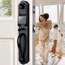 Keyless Entry Door Lock Set, Camelot Trim Exterior Door Handleset with Single Cylinder Deadbolt, Heavy Duty Front Door Lockset, Left Handed, 17.52'' Length