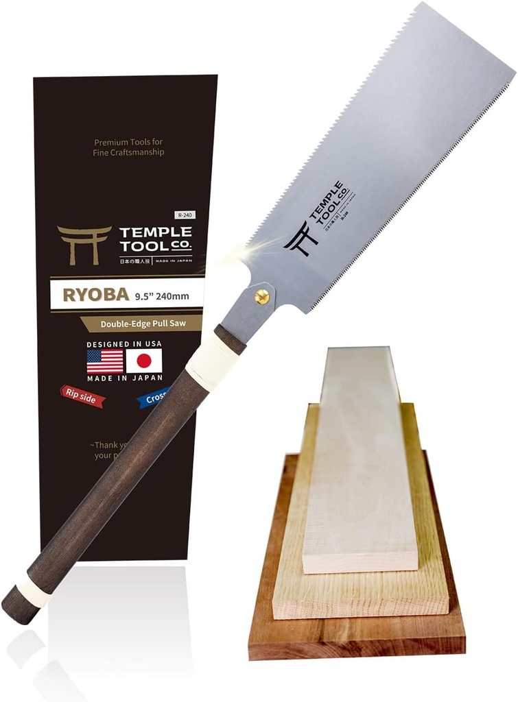 Japanese Pull Saw - 9.5 Ryoba Hand Saw with Rip-cut and Crosscut - Wood Saw for Dovetails, Tenons, Joinery, Cutting Boards to Length & Width- Temple Tool Co.