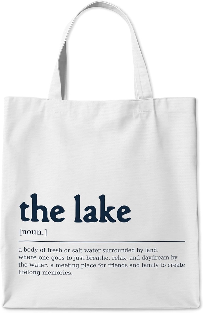 Lake Life Boat Canvas Tote Bag for Women, Lake Boat Aesthetic Canvas Tote Bags, Lake House Gifts Reusable Tote Bag for Women, 38cmx40cm