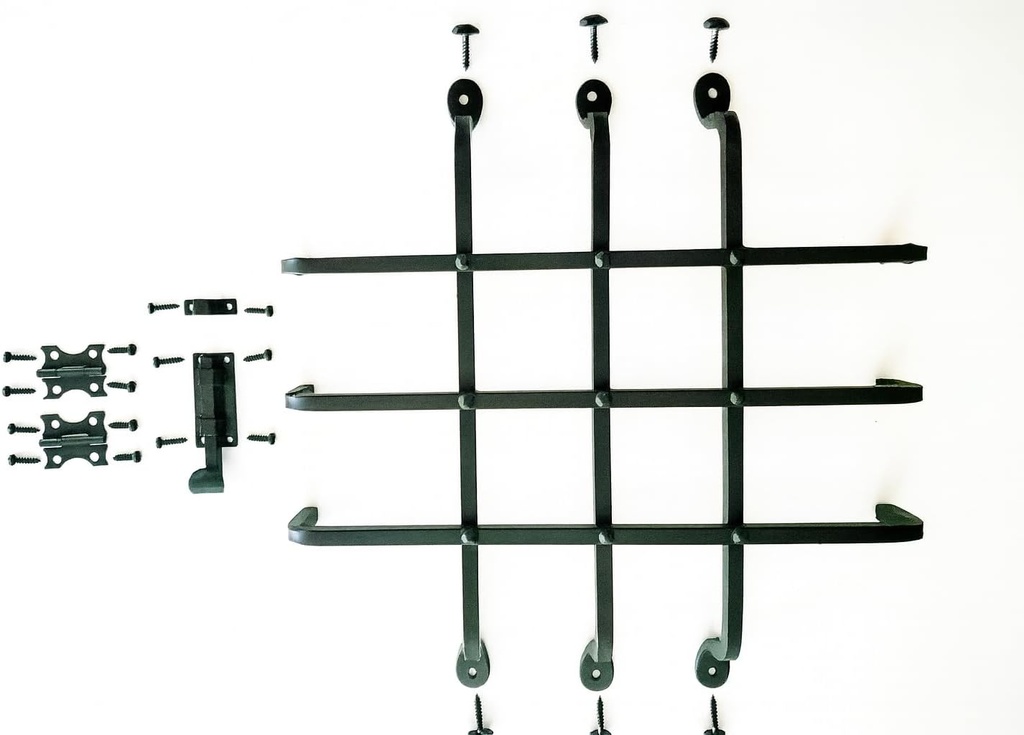 The Rustic Express Speakeasy Door Iron Grill with Rustic Bolts - Decorative Iron Bars for Peephole and Door Viewer, Grill for Window - Home, Office, & Wine Cellar Hardware Gate - 14-1/2" x 14-1/2"