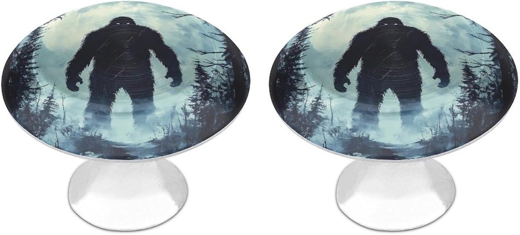 Sasquatch Bigfoot in Moon Drawer Handles Set of 2 Cute Colorful Drawers Knobs Modern Design for Kitchen Cabinets Dressers