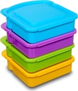 Kitchen & Cabana I 4 Pack I Small Size Sandwich Containers I Fun and Easy to Open for all Size Hands (4 Pack - Orange/Green/Blue/Purple)