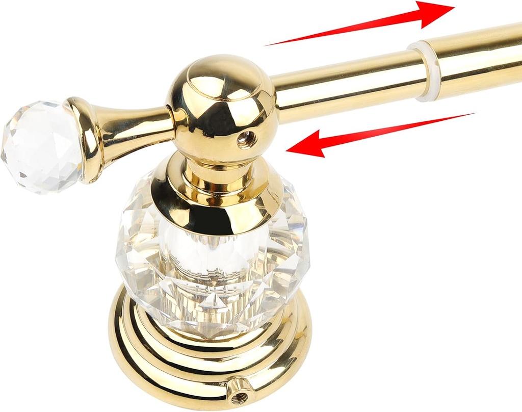 Wall Mounted Polished Gold Towel Bar,Crystal Towel Holder Adjustable Towel Rack Expandable Rail Bathroom Accessories