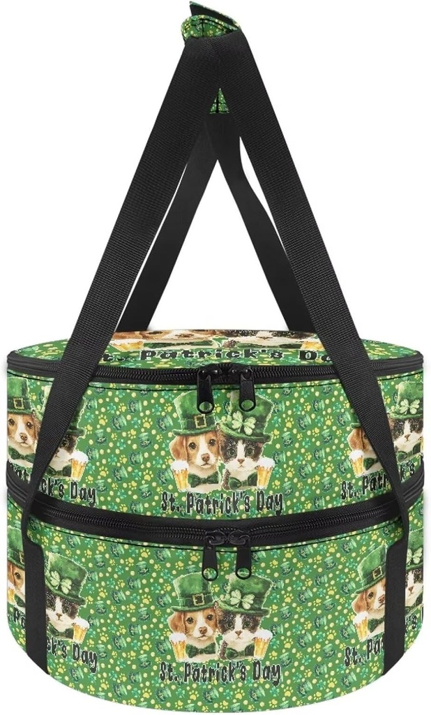 Insulated Casserole Carrier, Dog Round Insulated Casserole Carrier for Hot and Cold Food Pie Carrier Bag Cake Carrier Casserole Dish Carrying Case for 12.5 Inch Baking Dish