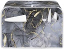 Grey Marble Print Toaster Cover Dustproof Toaster Cover 2 Slice Bread Machine Dust Cover with Front Pockets Kitchen Decor Toaster Covers, Rose Flower