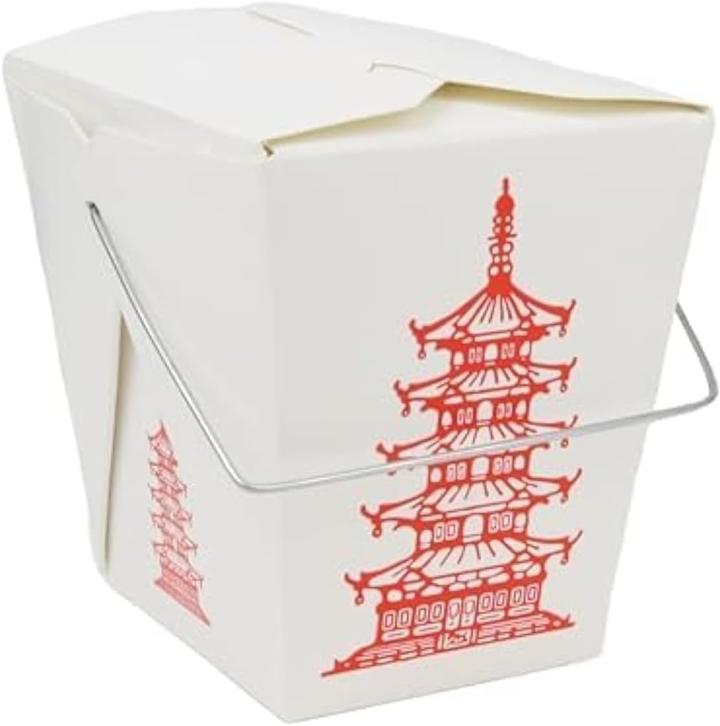 Pack of 50 Chinese Take Out Boxes Pagoda 16 oz/Pint Size Party Favor and Food Pail (50)