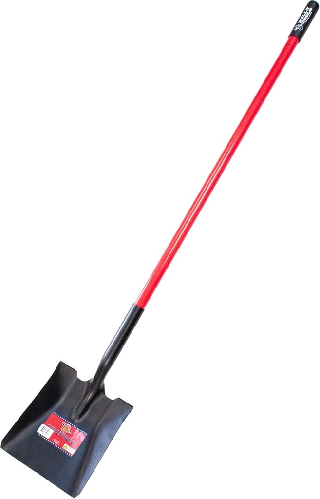 BULLY TOOLS 82525 14 Ga. Square Point Shovel. Fiberglass Long Handle.