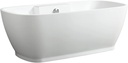 Vanity Art Freestanding White Acrylic Bathtub Modern Stand Alone Soaking Tub with Polished Chrome UPC Certified Round Overflow and Pop-up Drain (59" x 30") VA6835-S