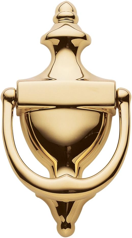 Baldwin Estate 0102.003 Colonial Knocker in Polished Brass, 6.5"x3.5"