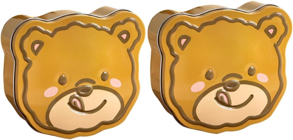 2pcs Bear Shape Candy Boxes Cookie Jar Airtight Lids for Giving Small Jar Festival Tin Lids