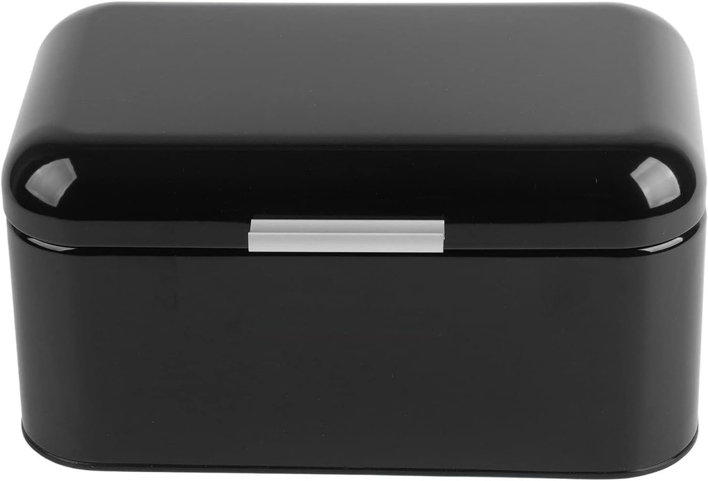 Home Bread Box, Large Capacity Fingerprint Proof Retro Metal Food Storage Container, Bread Holder Saver for Living Room, Bedroom, Office (Black)