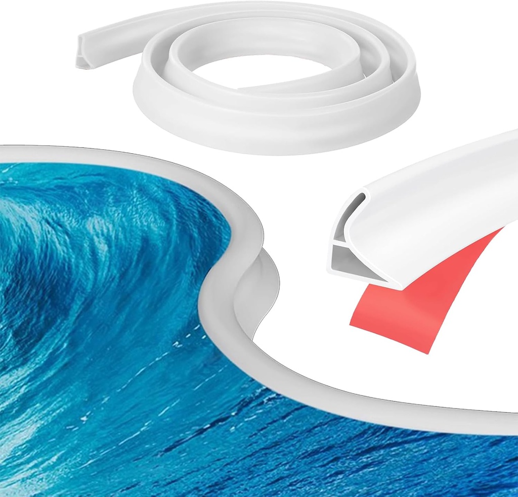 3CM Shower Threshold Water Dam 6.56FT Splash Guard for Shower Bathroom Sink Splash Guard Self Adhesive Dry and Wet Separation for Bathroom Bathtubs Sinks and Countertop Floor& Kitchen