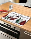 Winter Countertop Burners Protection Mats for Kitchen, Snowman Christmas Tree Snowflakes Red Plaid Rubber Stove Top Cover Mat, Heat Proof Mats Cooktop Cover for Counter Dish Drying Mat, 31"x24"