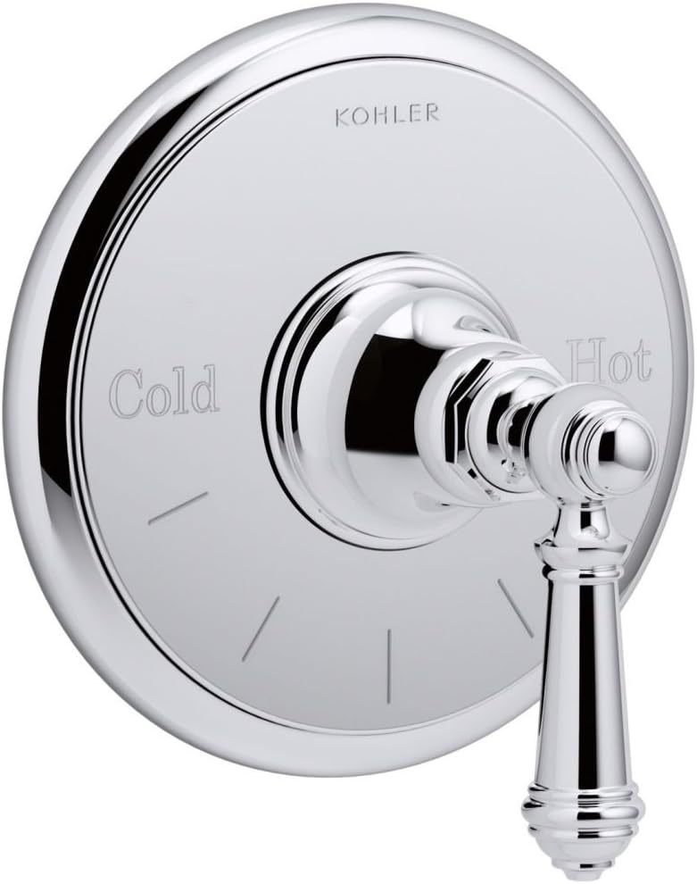 KOHLER K-T72769-4-CP Artifacts Thermostatic Valve Trim with Lever Handle, Polished Chrome