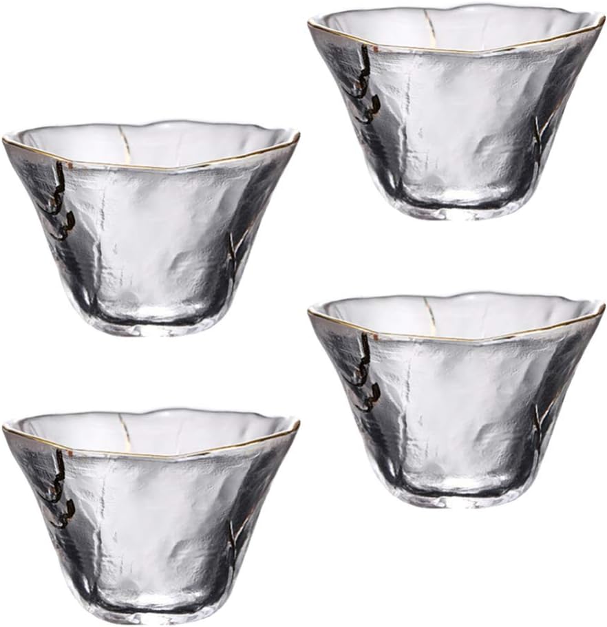 Cabilock 4pcs Glass Sake Cups Japanese Style Sake Cup Soju Saki Glass Tea Cups Wine Cups Mini Drinking Cups 70ml
