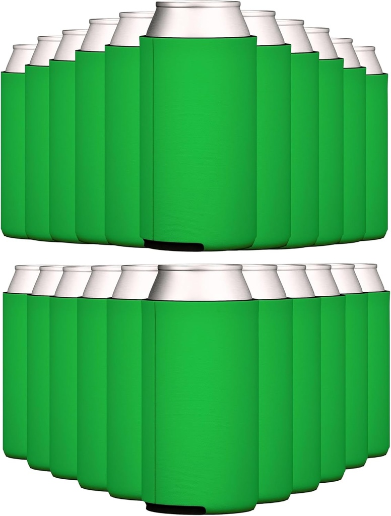 TahoeBay Slim Can Cooler Sleeves (50-Pack) Skinny Tall Cans 12 Oz Bulk Thin Seltzer Fit Sublimation Blanks for Vinyl Plain Blank Foam Beer Bottles Black White Assorted Solid Set (Kelly Green)