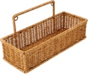 Cabilock Woven Wall Hanging Storage Basket with Handle Rectangular Imitation Rattan Organizer for Kitchen Bathroom Home Decor Rustic Farmhouse Style Storage for Garlic and Items