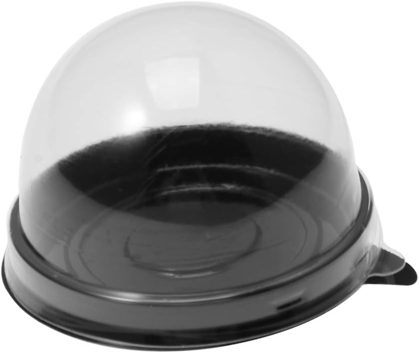 Cabilock Pie Container 50 Pcs Clear Plastic Mini Cupcake Container Cake Boxes Disposable Round Moon Cake Tray Food present Packaging Boxes (Black Bottom) Cupcake Containers