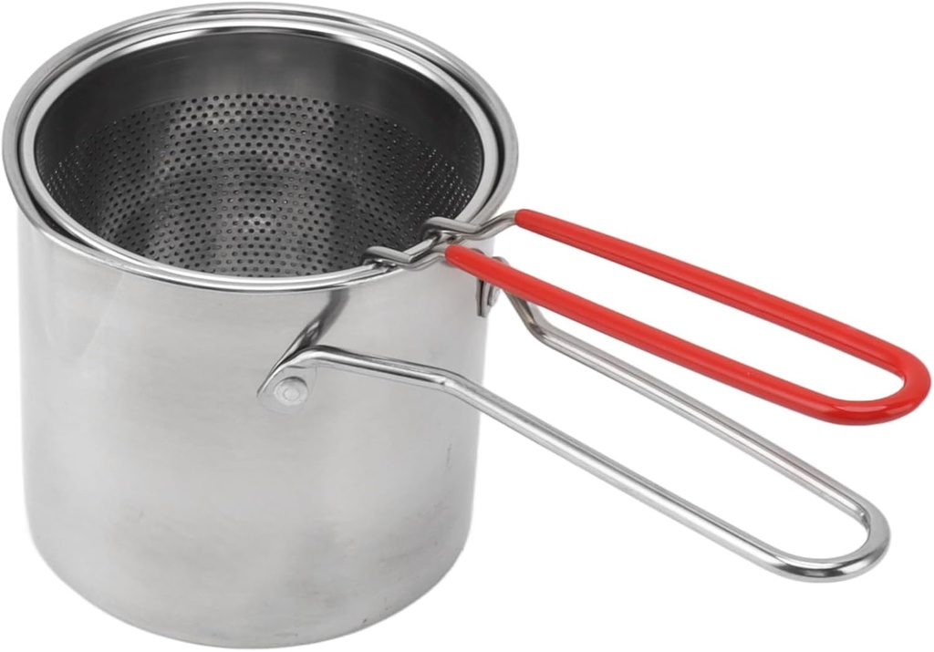 gernie Deep Fryer Pot, 304 Stainless Steel Frying Pan with Strainer Basket and Handle Japanese Tempura Frying Pot, Fish Fryer for Kitchen French Fries, Chicken, Outdoor Cooking