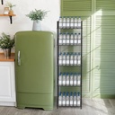 Vrisa 5 Tier Water Bottle Organizer Stand Fenced Freestanding Water Bottle Holder Metal Soft Drink Beverage Soda Can Storage Rack for Pantry, Kitchen, Home Party, Classroom