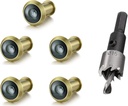 TOGU 5PCS of 220-degree Solid Brass Peep Holes for Door with 16mm Drill Bit, Compatible with Door Thick from 1-3/8" to 2-1/6", Satin Gold Finish
