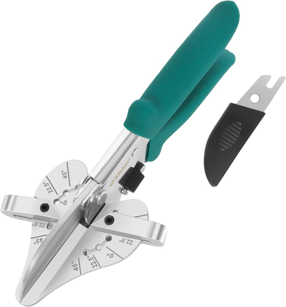 O’Shine 22.5 Degree Miter Shears For Angular Cutting Molding Wood Crafting, Quarter Round Cutting Tool Shoe Molding Cutters, Multi Angle Miter Shear Cutter Trim Cutter Hand Tool, w/ 1pc Extra Blade
