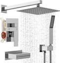TRE Home Shower Faucet Set Rain Shower Head with Handheld Spray, Shower Valve Kit Shower Faucet, Shower System Shower Set, Bathroom Shower Faucet Set Shower Fixtures (Chrome)