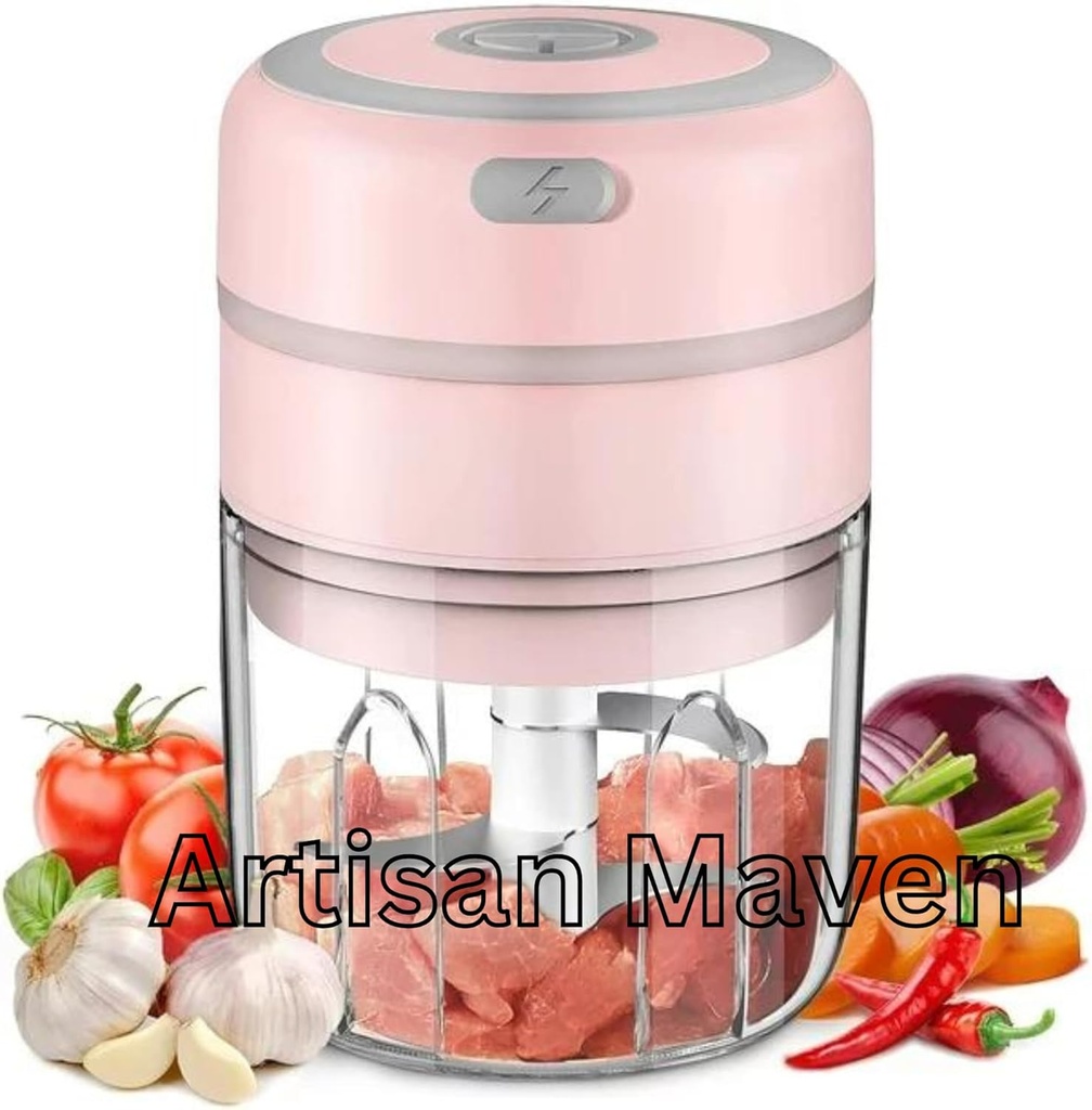 Generic USB Electric Mini Garlic Chopper | Powerful Meat Grinder & Vegetable Crusher for Quick and Easy Food Prep, small, silver, AR123