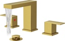 FORIOUS Brushed Gold Bathroom Faucet 3 Hole, 8 Inch Widespread Waterfall Bathroom Sink Faucet Gold with Metal Pop-Up Drain and cUPC Supply Lines Included for Restroom, Lavatory, Vanity Sink