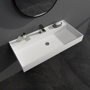 SJ Star&Jane Solid Surface Bathroom Sink, 40" Matte White Wall Mounted Floating Vessel Sink, Stone Resin Countertop with Single Faucet Hole