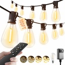 luckystyle 100FT LED Outdoor String Lights with Remote, 35+ 1 Shatterproof Bulbs Waterproof and Dimmable Patio Lights for Porch, Garden, Backyard, Deck, Balcony, 2700K Hanging Lighting