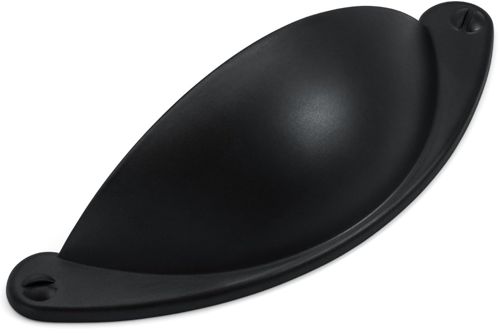 HESTIA HARDWARE 5 Pack | 2 1/2 Inch Drawer Pulls Black Kitchen Cabinet Handles and Dresser Drawer Pulls | Bathroom Matte Black Cabinet Pulls | Black Cabinet Hardware Cup Pulls for Drawers (Z7.5.D)