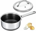 Hybrid Nonstick 1.5 QT Saucepan with Lid, Stainless Steel Honeycomb Pot,Compatible with All Cooktops,Dishwasher and Oven Safe
