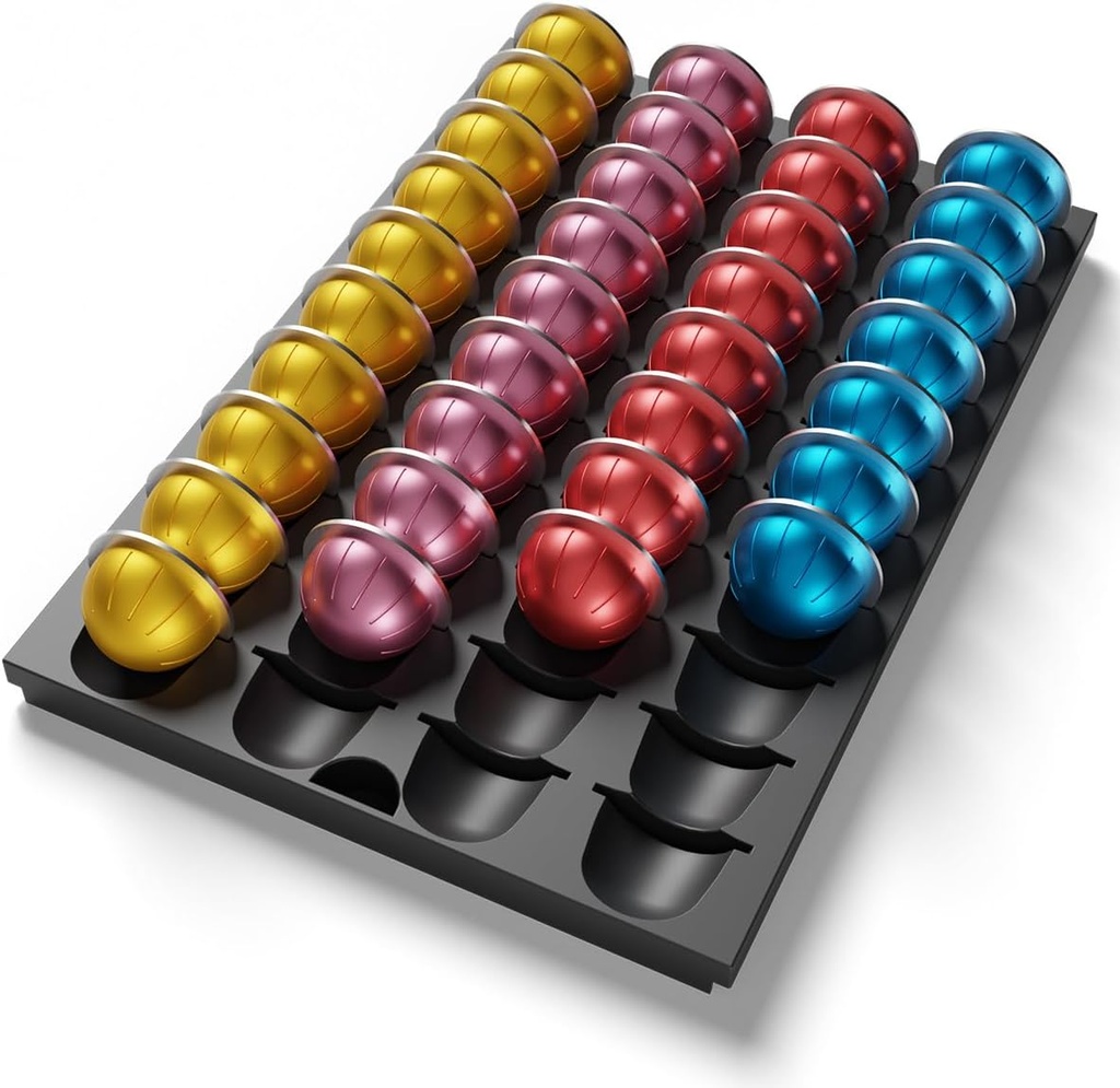 Coffee Pod Drawer Insert Compatible with Nespresso Vertuo，40 Capsules Storage Holder Tray for Counter Drawer in Home Kitchen Office