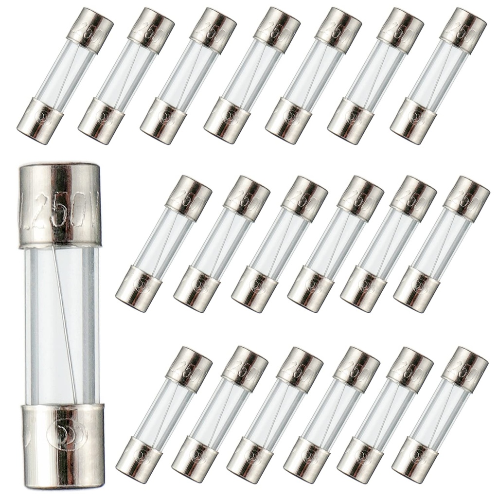 BOJACK 5x20mm 5A 5amp 250V 0.2x0.78 Inch F5AL250V Fast-Blow Glass Fuses (Pack of 20)