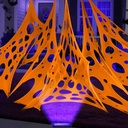 Glow in the dark Orange 1000 Sqft Uncut Giant Spider Web Halloween Decorations Outdoor with 1 Black Light &10 Ground Nails Stretchy Beef Cloth Netting DIY Flexible Elastic for Yard Party Decor
