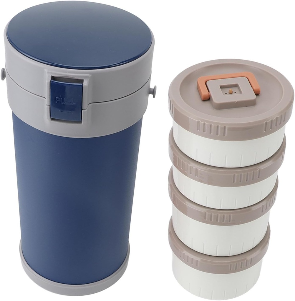 TOPINCN 2.9L Stackable Insulated Box 304 Stainless Steel Leakproof Food Jar with Handle and Venting Valve, Double Layer Vacuum Insulation Technology (Blue)