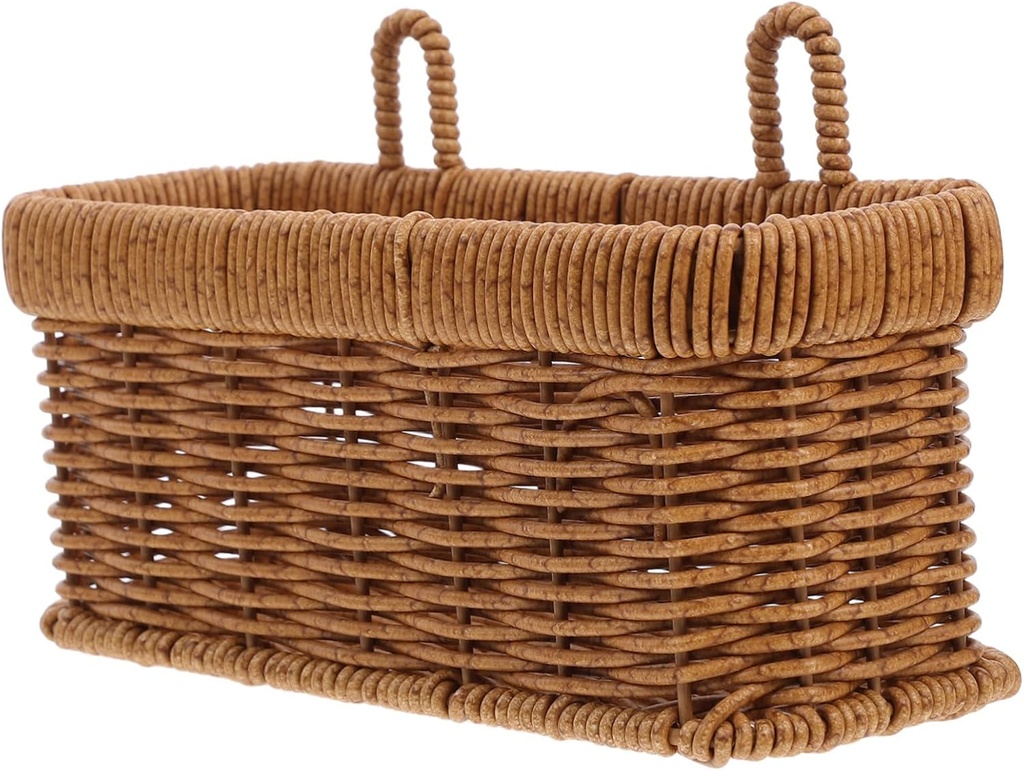 Cabilock Hanging Kitchen Basket for Ginger and Garlic Breathable Wall-mounted Storage Holder Imitation Rattan Design for Easy Access to Kitchen Essentials