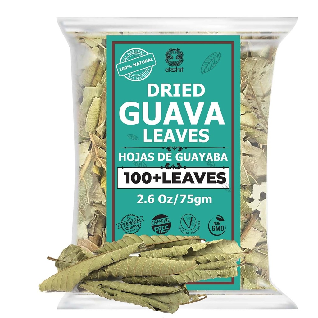 2.6oz Hoja De Guayaba, Dried Guava Leaf, Natural Guava Leaves, Aromatic Tea, Caffeine free, No Additives, Non GMO. By Akshit