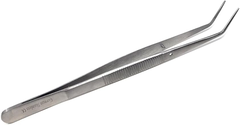 Succulent Bonsai Tweezers 6" Stainless Steel Nippers with Angled Serrated Tips for Indoor and Outdoor Garden Planting Tool Multipurpose Pliers Suitable for Seeding Flowers, Cultivation, Trimming