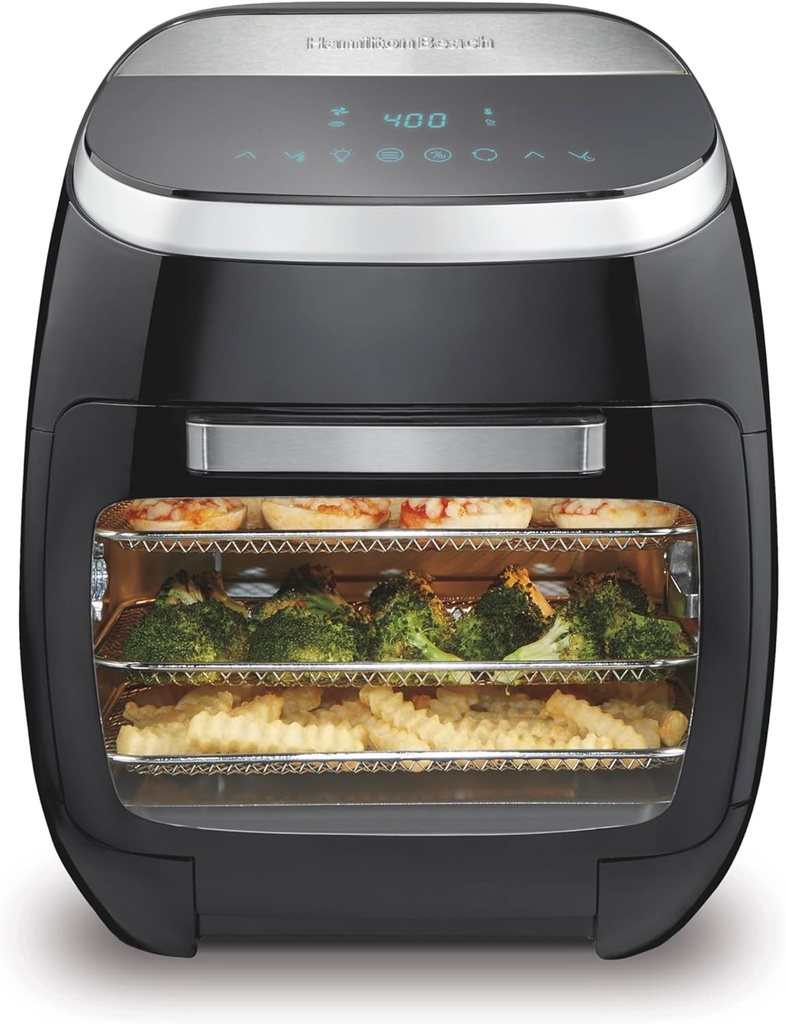 Hamilton Beach 11.6 QT Digital Air Fryer Oven with Rotisserie, 8 Pre-Set Functions including Dehydrator, Roaster & Toaster, 1700W, Black (35073)