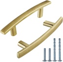 10 Pack Satin Brass Cabinet pulls,3" Inch (76mm) Hole Center Brushed Gold Cabinet Door Handles for Bathroom Gold Drawer Pulls Dresser Pulls