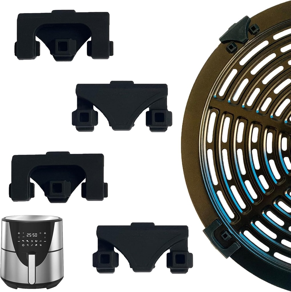 Air Fryer Silicone Rubber Bumpers for Round Bella Pro Series 8QT Air Fryer Crisper Plate, 4PCS Upgraded Air Fryer Rubber Tabs Pads Pieces Tips Stoppers Spacers Attachment for Bella Air Fryer