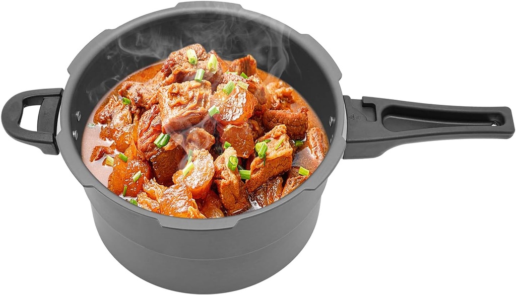 5.28 Quart Stainless Steel Pressure Cooker - 80Kpa Crock Pot Steamer with Steaming Rack and Safety Valves, Multi-Use Pressure Canner for Homes, Restaurants - Compatible with Various Stoves (8.66")