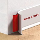 White Wall Molding Trim, 4 Inch x 10 FT Vinyl Baseboard Trim - Peel and Stick Self-Adhesive, Flexible Cove Base Design Prevents Scuffs and Easy to Clean