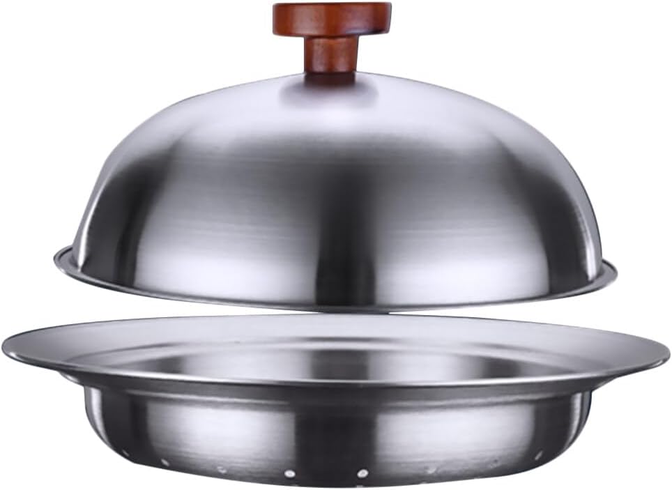 10.62 Inch Stainless Steel Steamer Plate with Dome Cover, Multifunctional Steaming Plate for Kitchen, Steamed Buns, Fish, and More