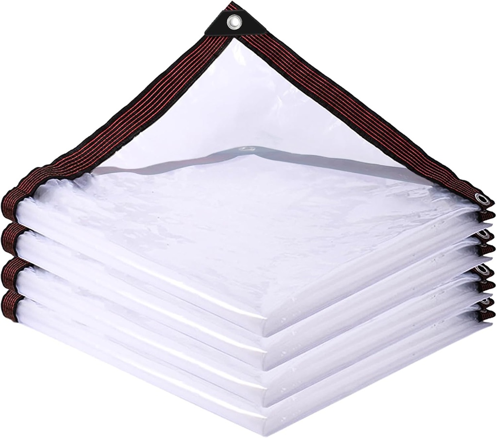 Clear Tarp Waterproof with Grommets,Heavy Duty PVC Vinyl Tarps Cover,Transparent Tarpaulin Large (Small) for Outdoor/Camping/Plant/Garden/Chicken Coop/Cat Litter
