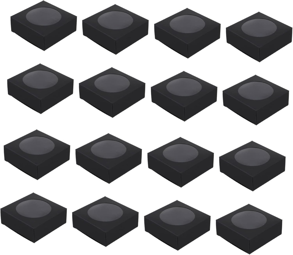 25pcs Clear Window Kraft Paper Dessert Boxes Cupcake Holders Transparent Film for Tarts Cookies and Treats