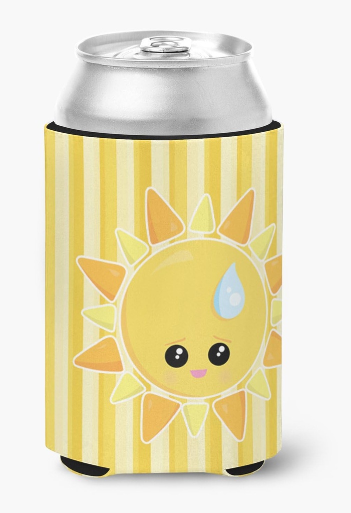 Caroline's Treasures BB7150CC Weather Sun Sprinkle Face Can or Bottle Hugger Cooler Washable Drink Sleeve Collapsible Beverage Insulated Holder, Can Hugger, Multicolor